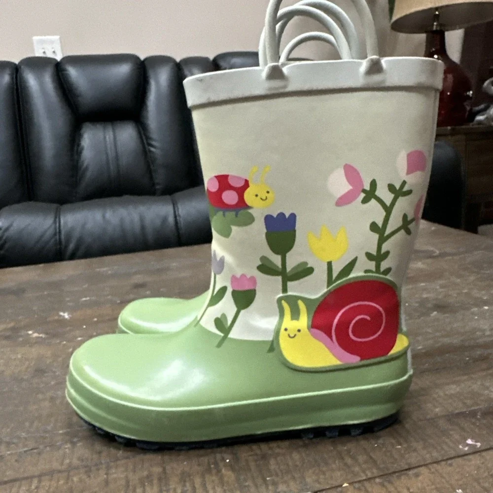 Toddler Kids Rain‎ Boots Size 12 Target Snail Ladybug Garden Cottagecore